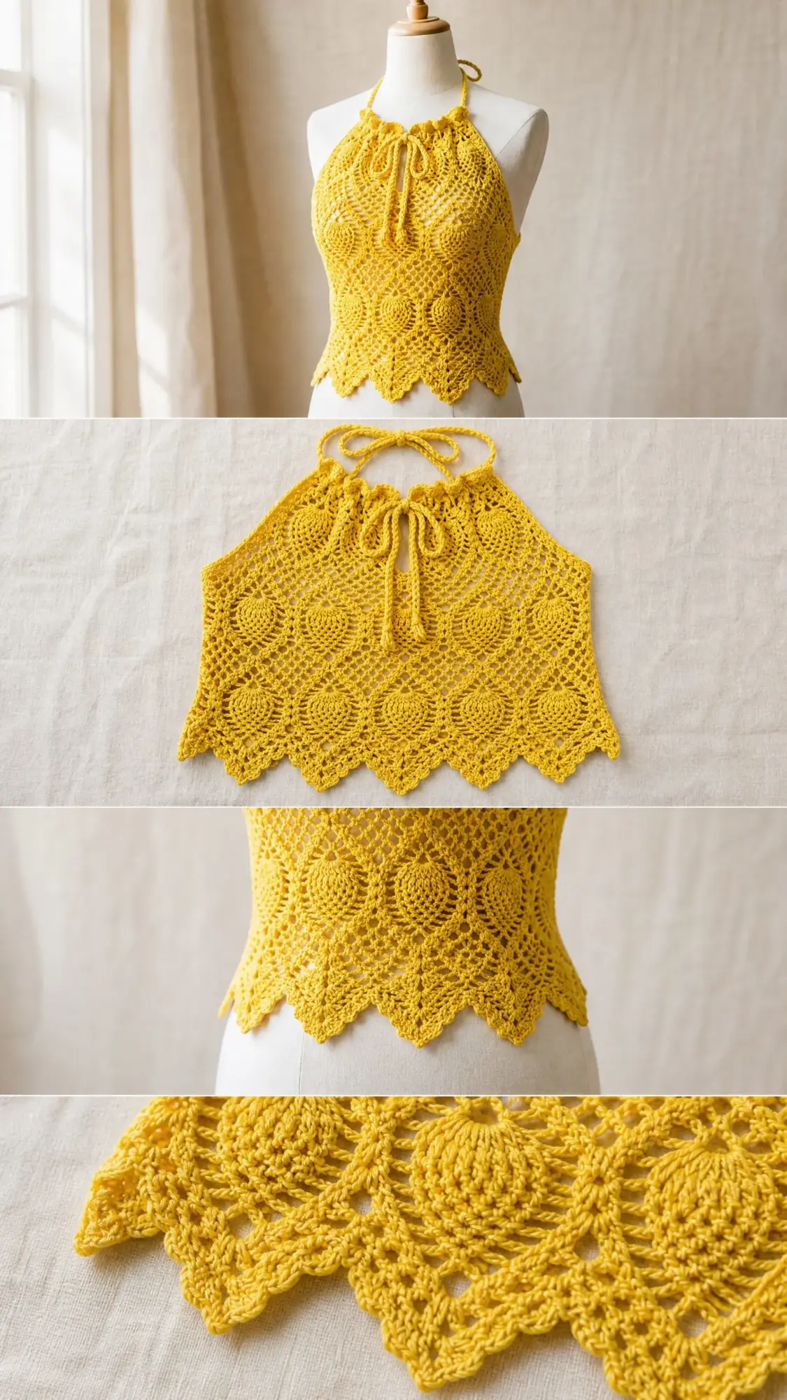 Sunshine Yellow Boho Pineapple Top Free Crochet Pattern