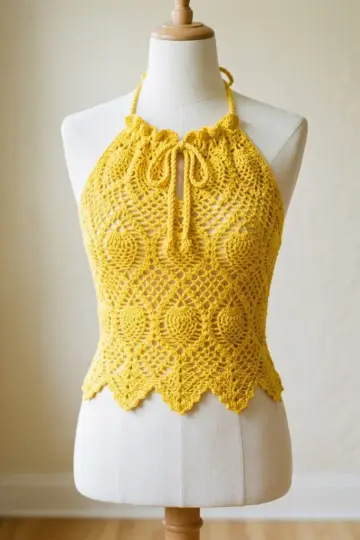 Sunshine Yellow Boho Pineapple Top Free Crochet Pattern