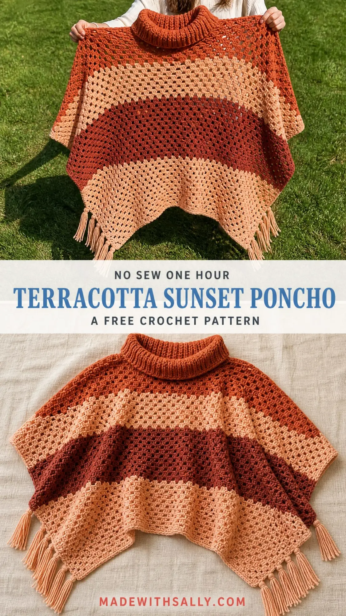 Terracotta Sunset Poncho Free Crochet Pattern