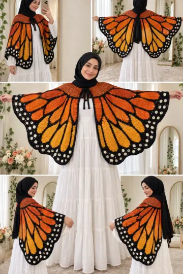 Amber Monarch Butterfly Cape Crochet Pattern