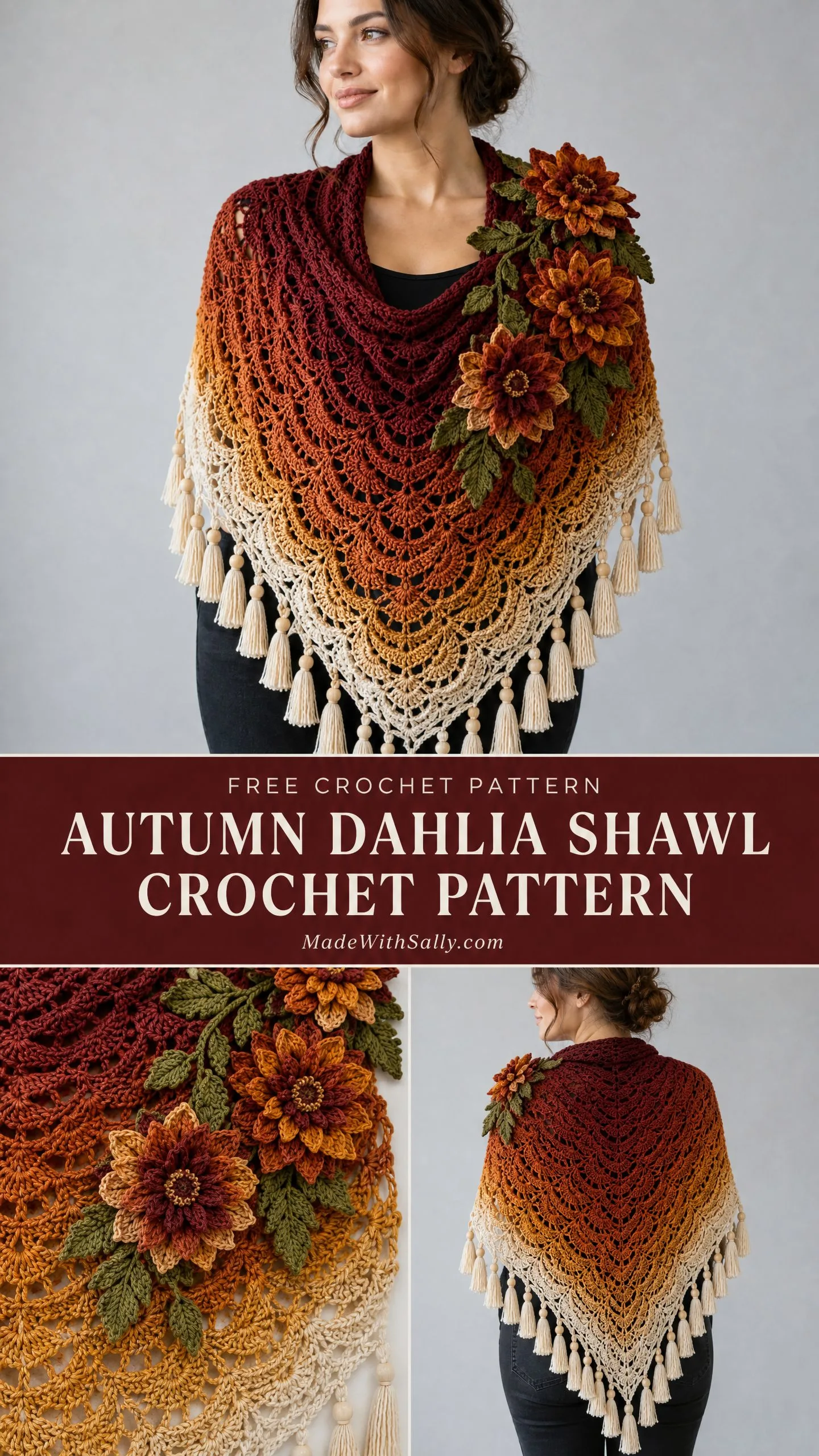 Autumn Dahlia Shawl Crochet Pattern