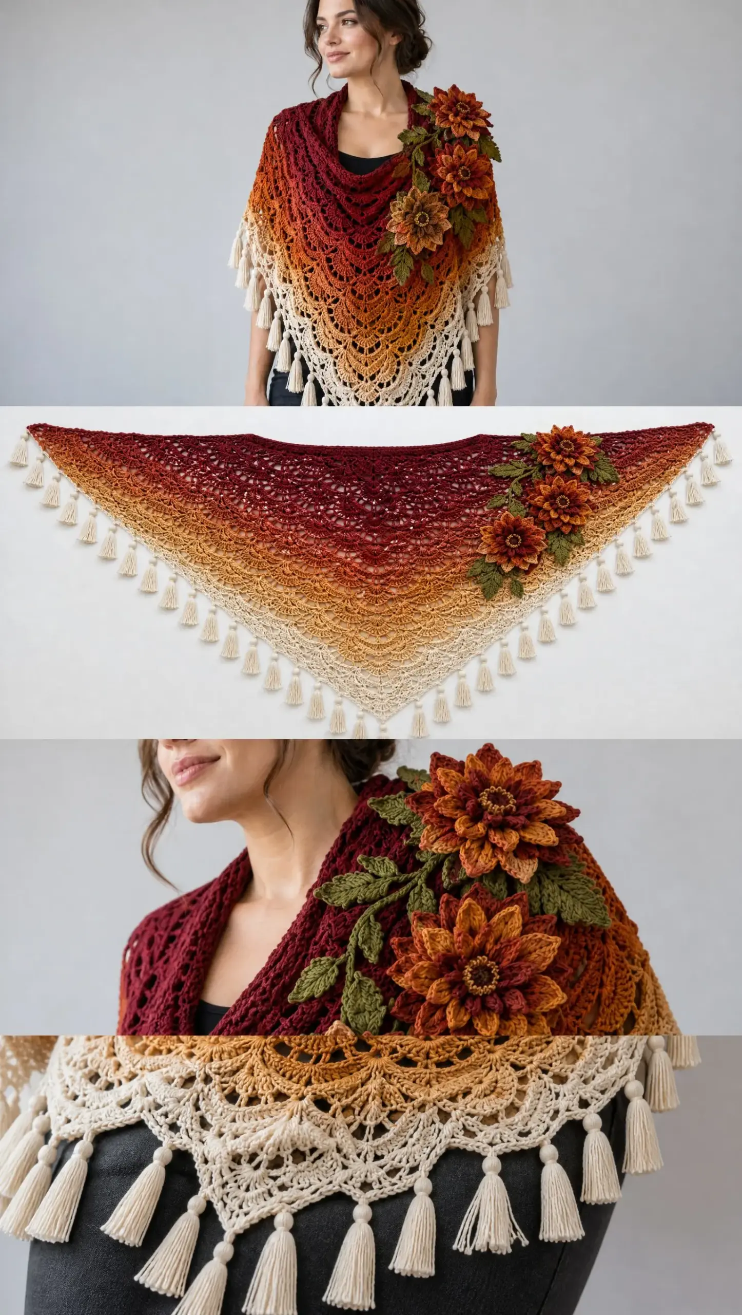 Autumn Dahlia Shawl Crochet Pattern
