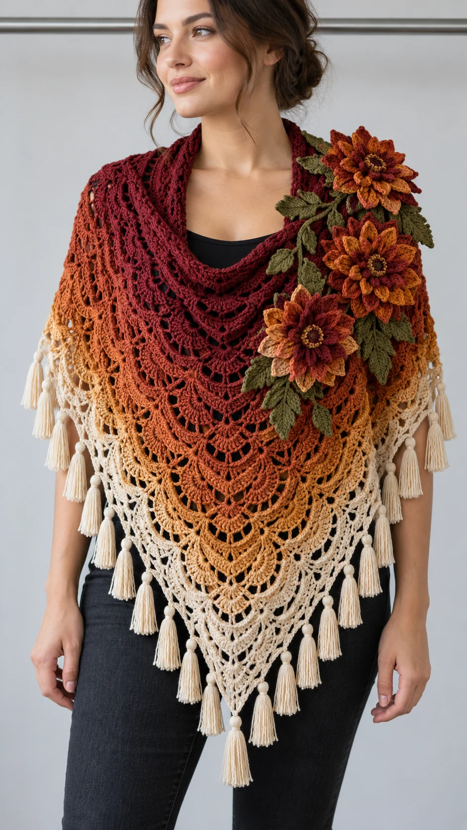 Autumn Dahlia Shawl Crochet Pattern