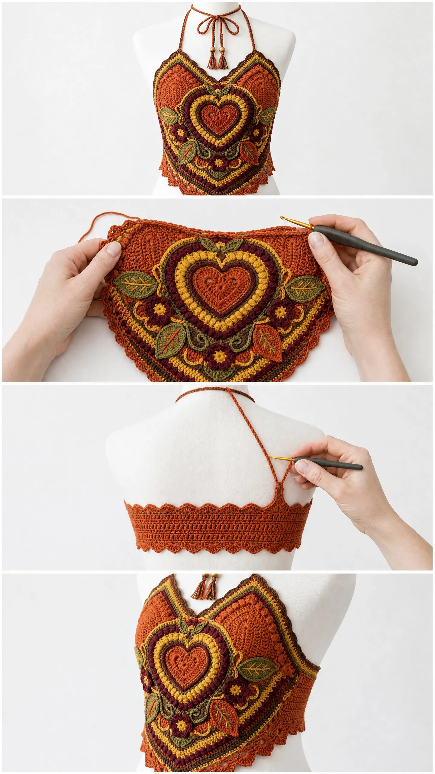 Autumn Harvest Mandala Halter Free Crochet Pattern