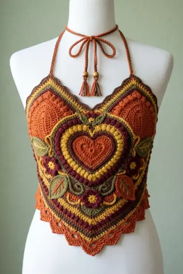 Autumn Harvest Mandala Halter Free Crochet Pattern