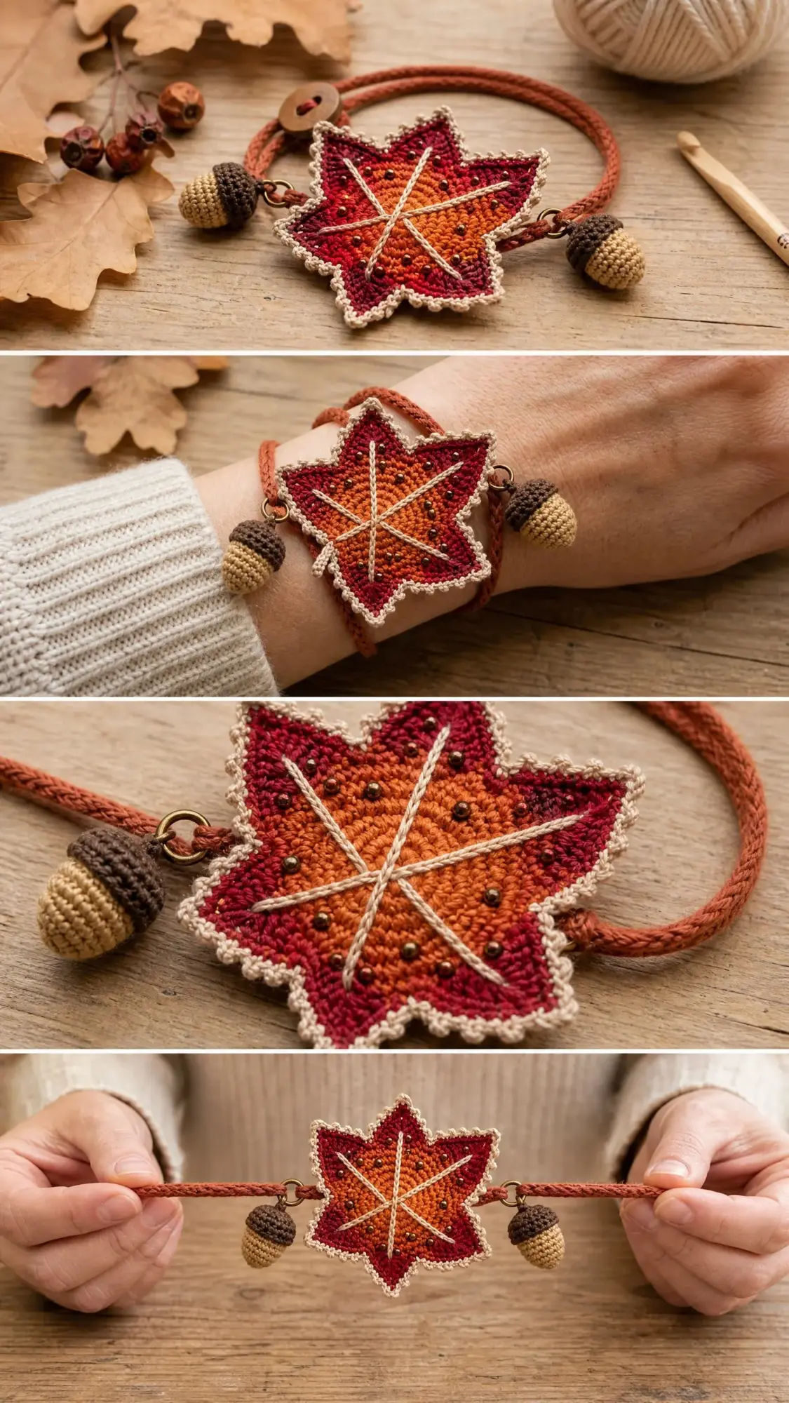 Autumn Maple Leaf Bracelet Free Crochet Pattern
