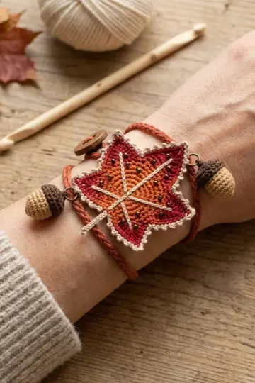 Autumn Maple Leaf Bracelet Free Crochet Pattern