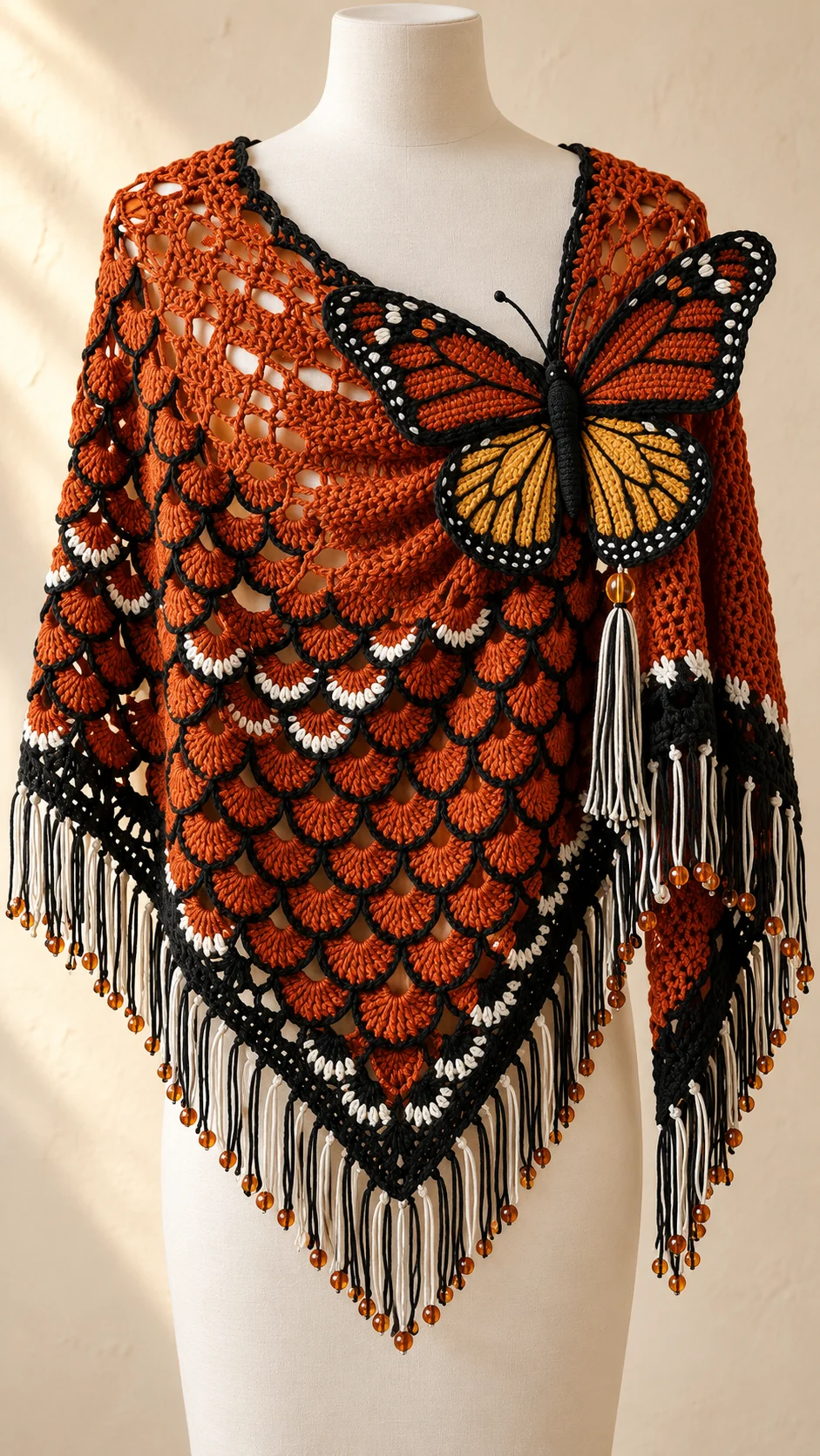 Autumn Monarch Butterfly Shawl Crochet Pattern