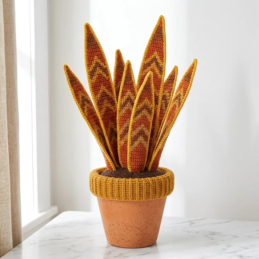 Autumn Sunset Snake Plant Amigurumi Free Crochet Pattern