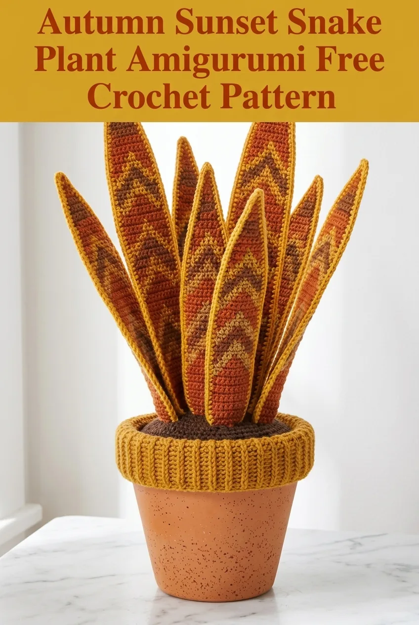 Autumn Sunset Snake Plant Amigurumi Free Crochet Pattern