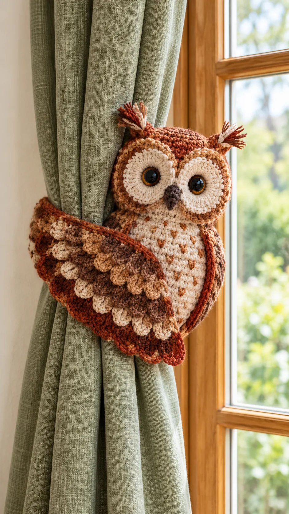 Autumn Tawny Owl Curtain Tieback Crochet Pattern