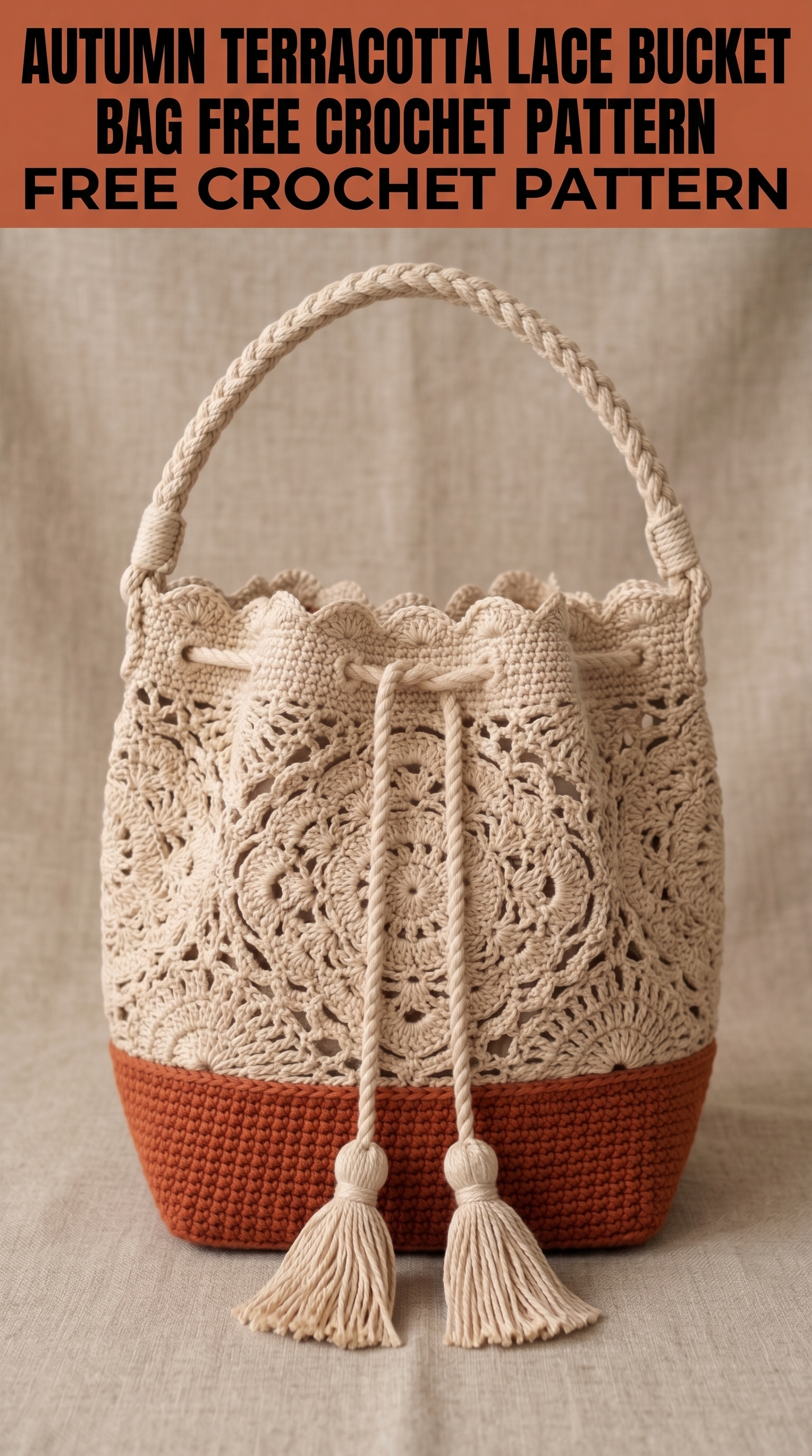 Autumn Terracotta Lace Bucket Bag Free Crochet Pattern