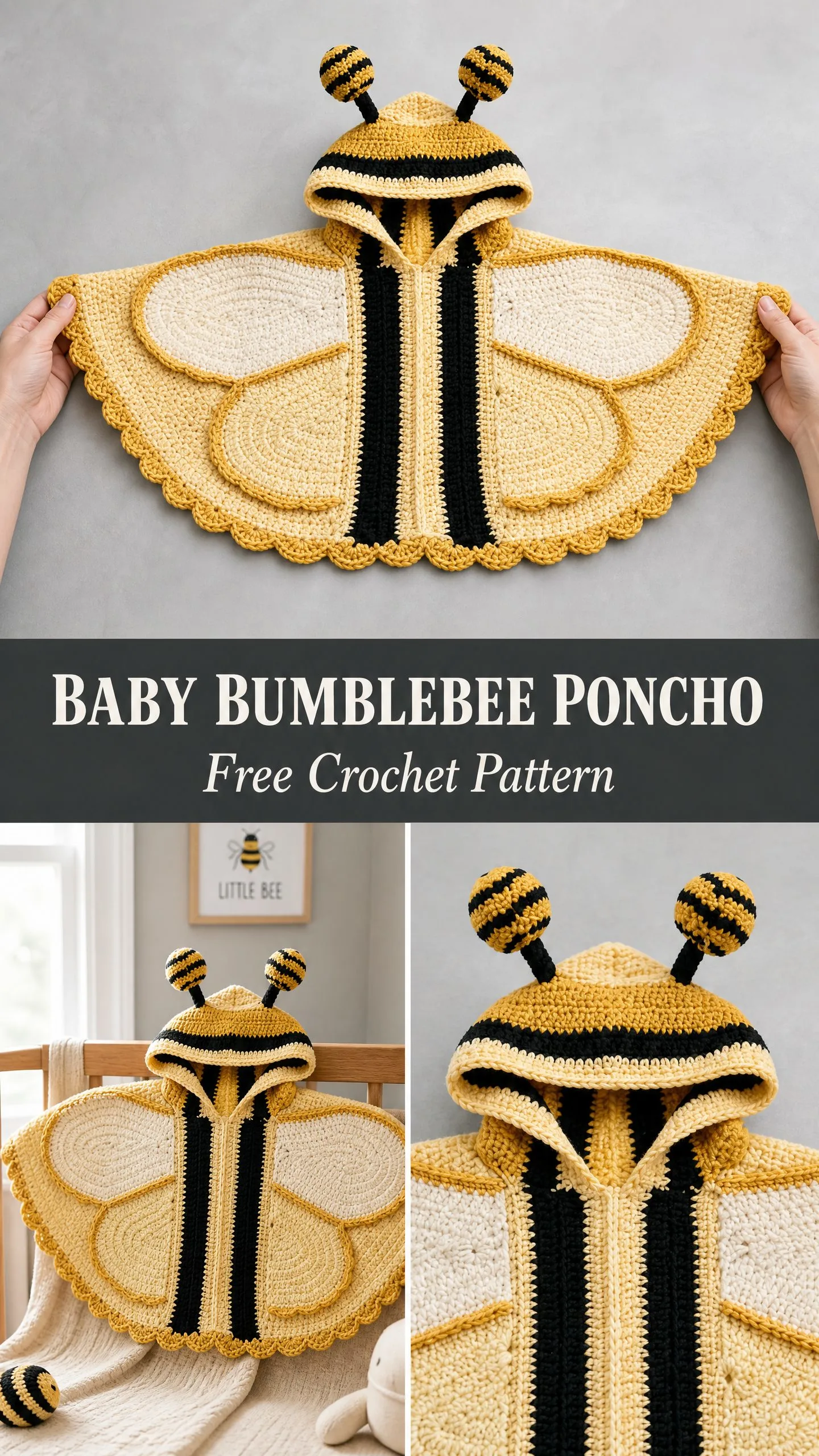 Baby Bumblebee Poncho Free Crochet Pattern