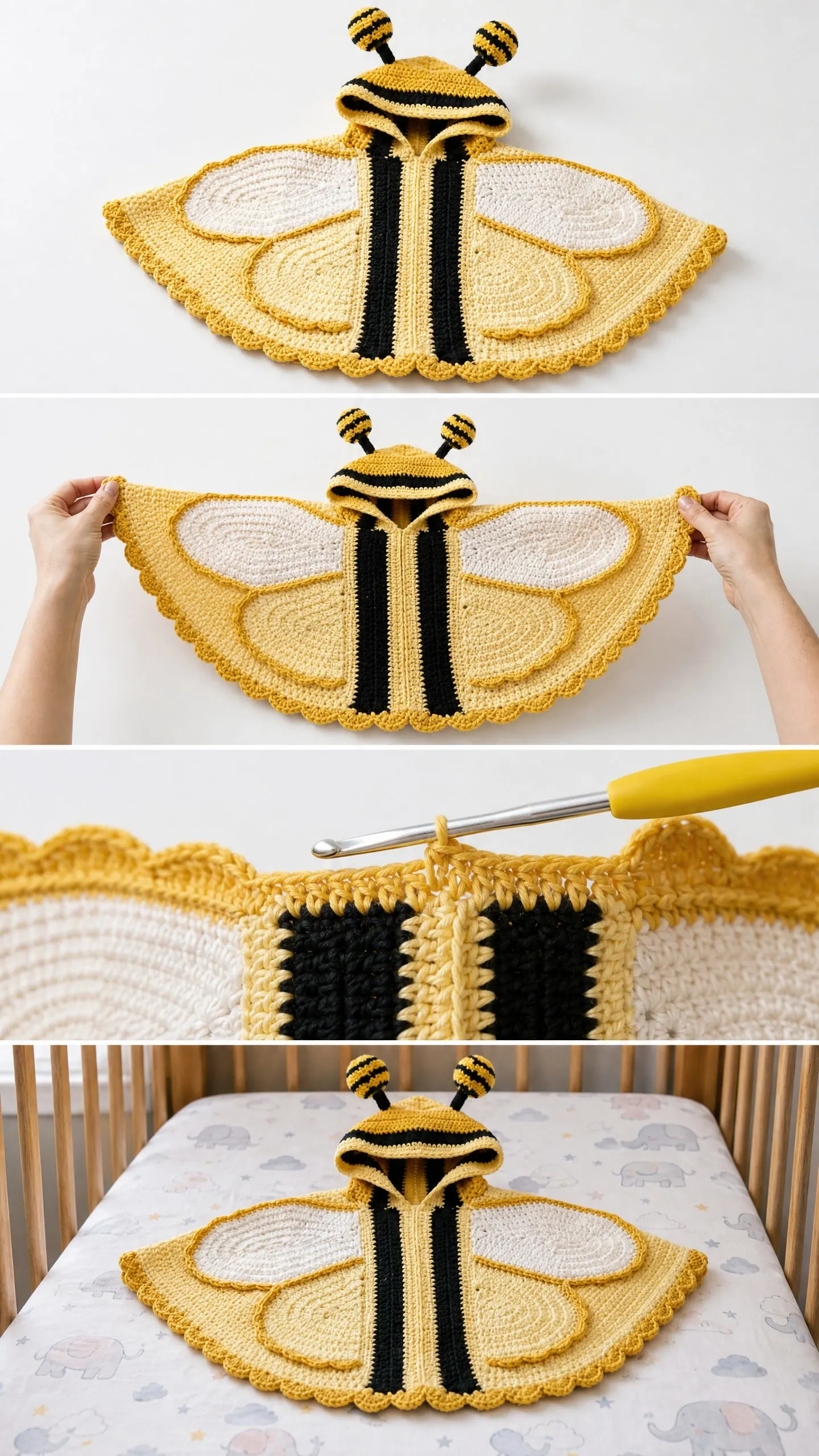 Baby Bumblebee Poncho Free Crochet Pattern