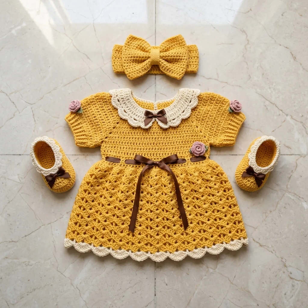 Belle Yellow Princess Baby Dress Free Crochet Pattern
