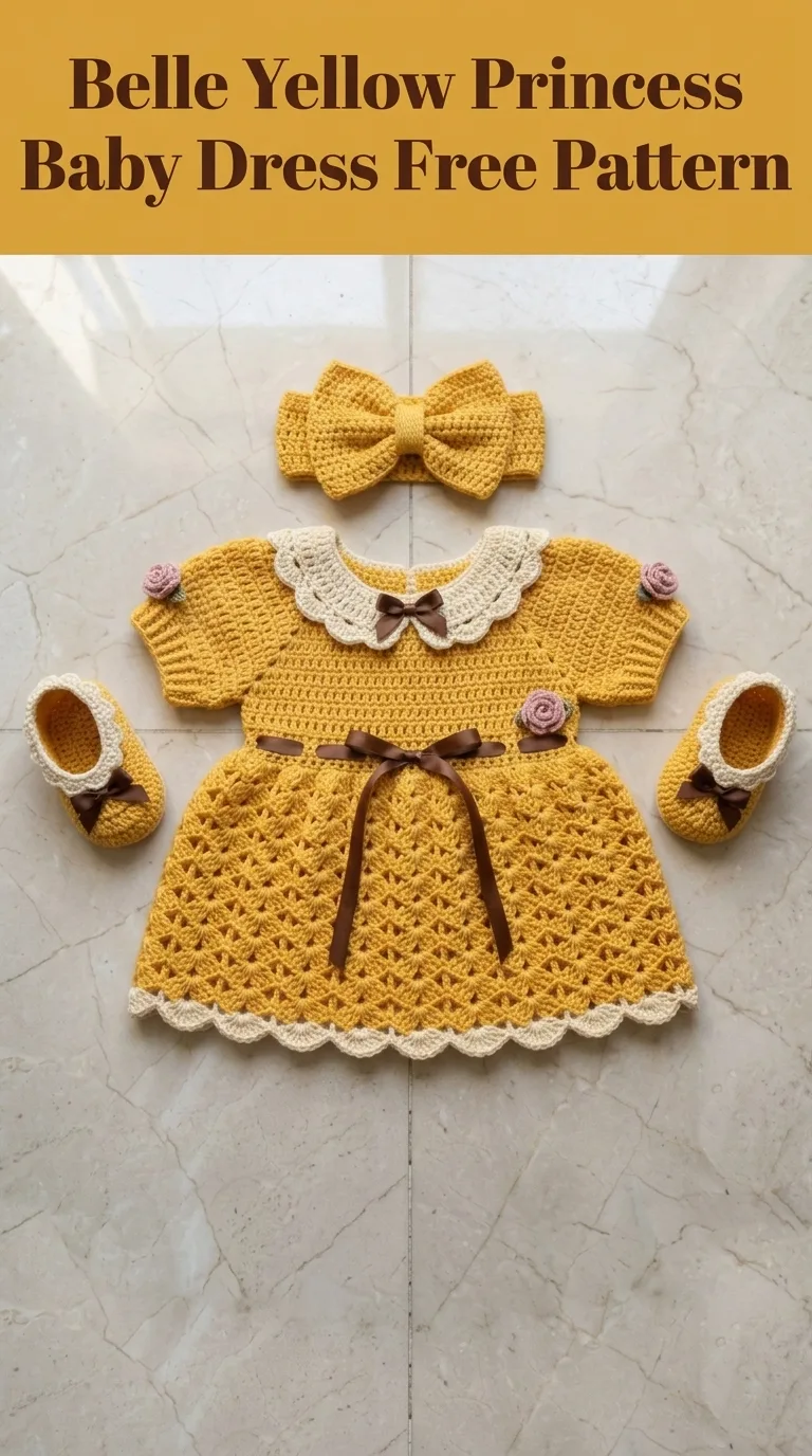 Belle Yellow Princess Baby Dress Free Crochet Pattern