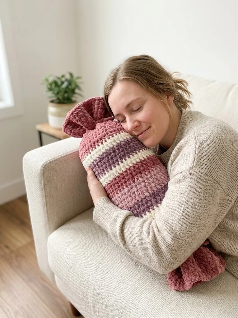 Berry Blush Candy Bolster Pillow Free Crochet Pattern