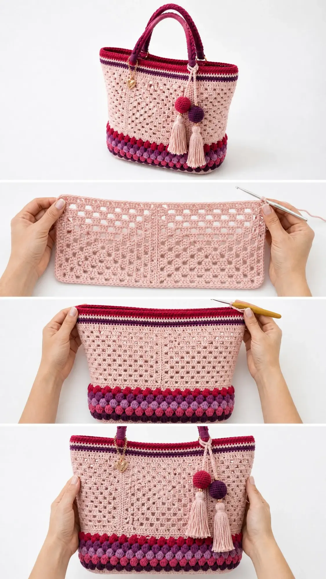 Berry Patch Granny Tote Bag Free Crochet Pattern