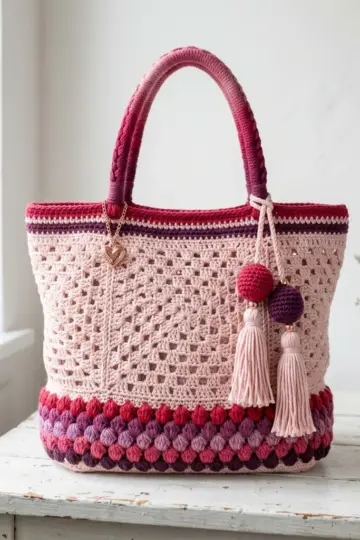 Berry Patch Granny Tote Bag Free Crochet Pattern