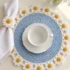Blue Chamomile Placemat and Napkin Ring Crochet Pattern