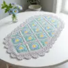 Blue Daisy Granny Square Table Runner Free Crochet Pattern