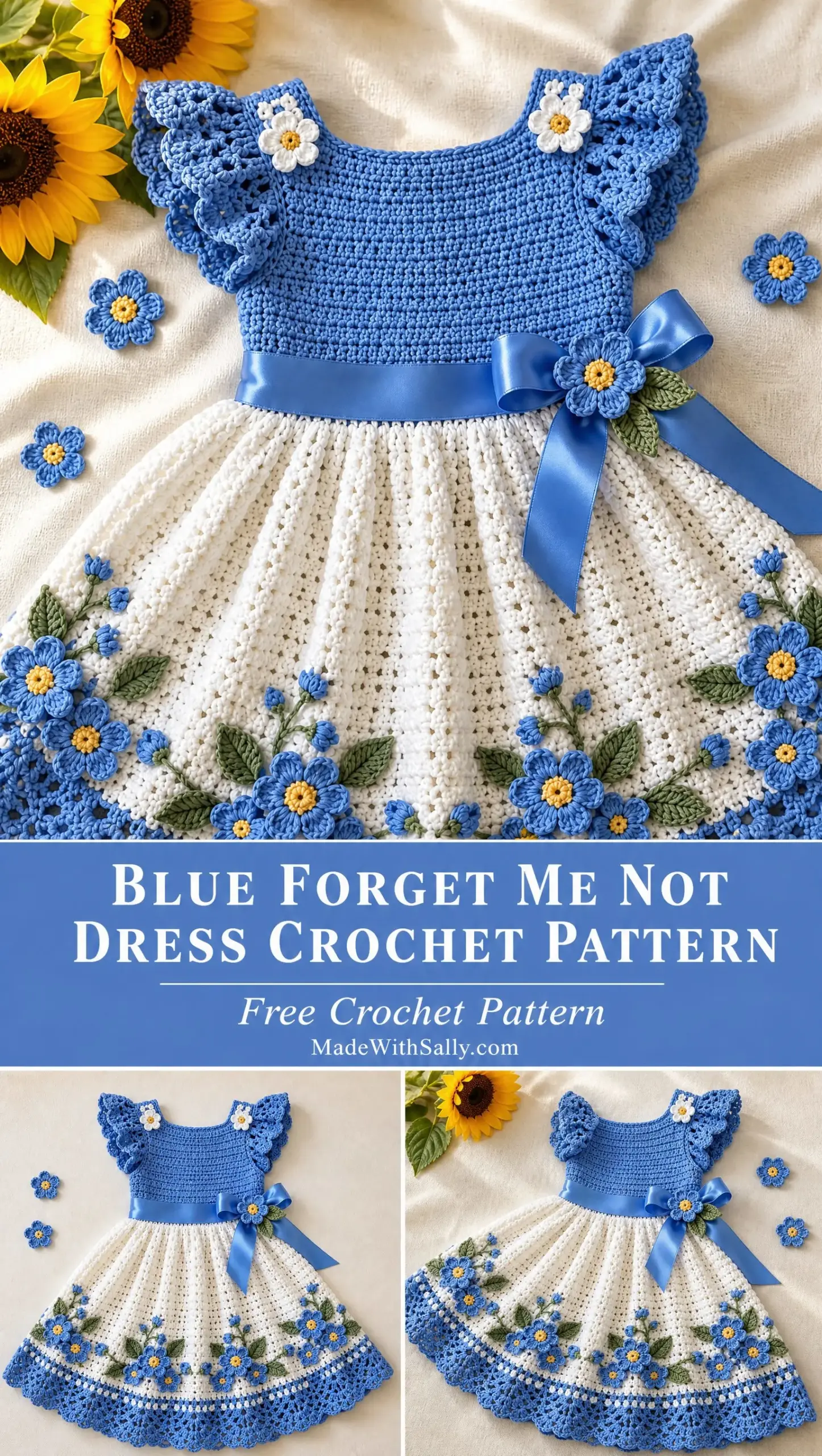 Blue Forget Me Not Dress Crochet Pattern