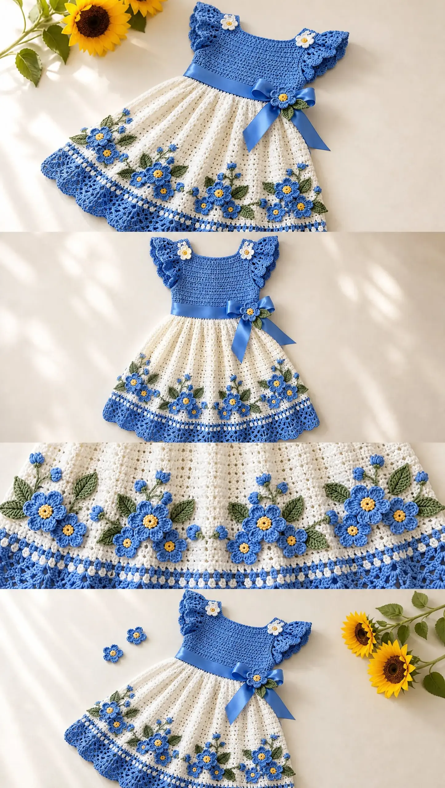 Blue Forget Me Not Dress Crochet Pattern