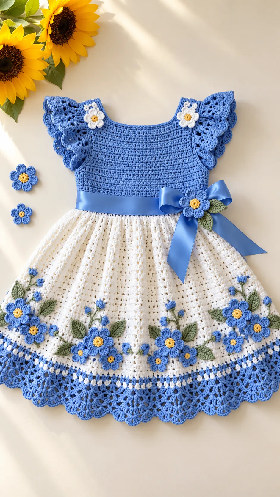 Blue Forget Me Not Dress Crochet Pattern