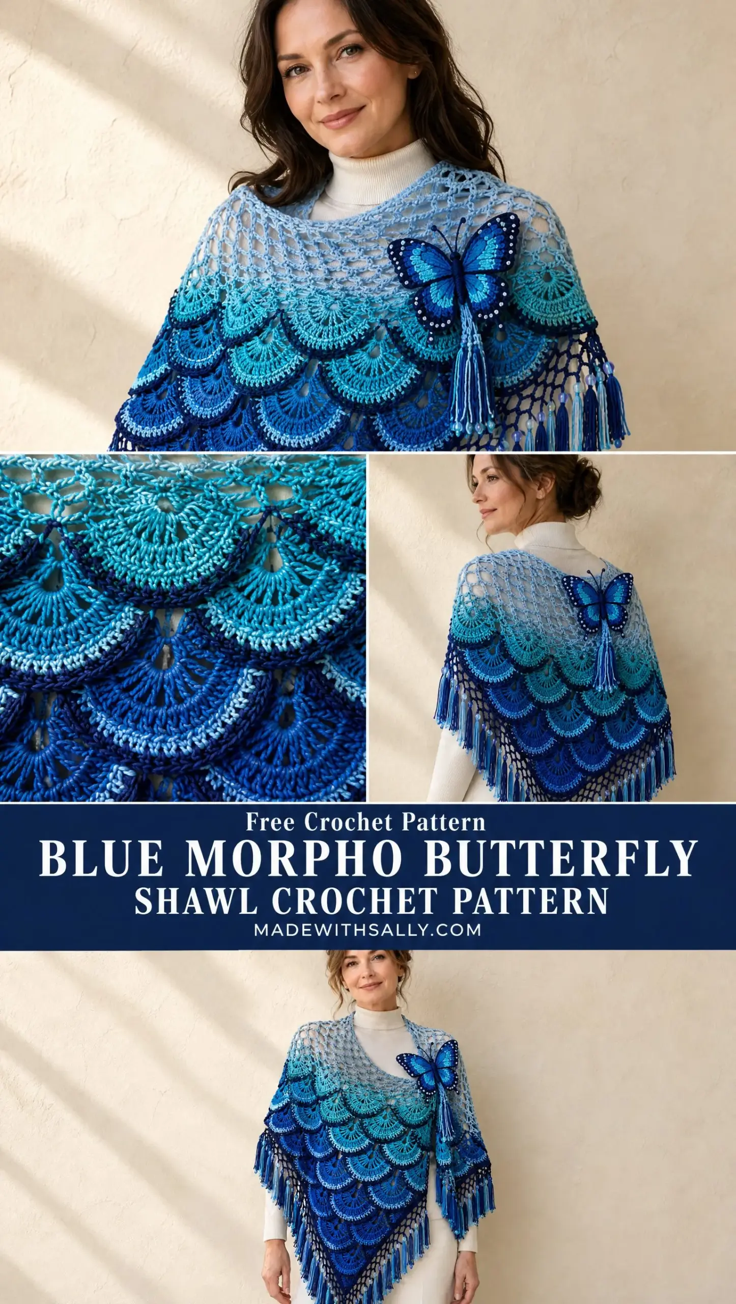 Blue Morpho Butterfly Shawl Crochet Pattern