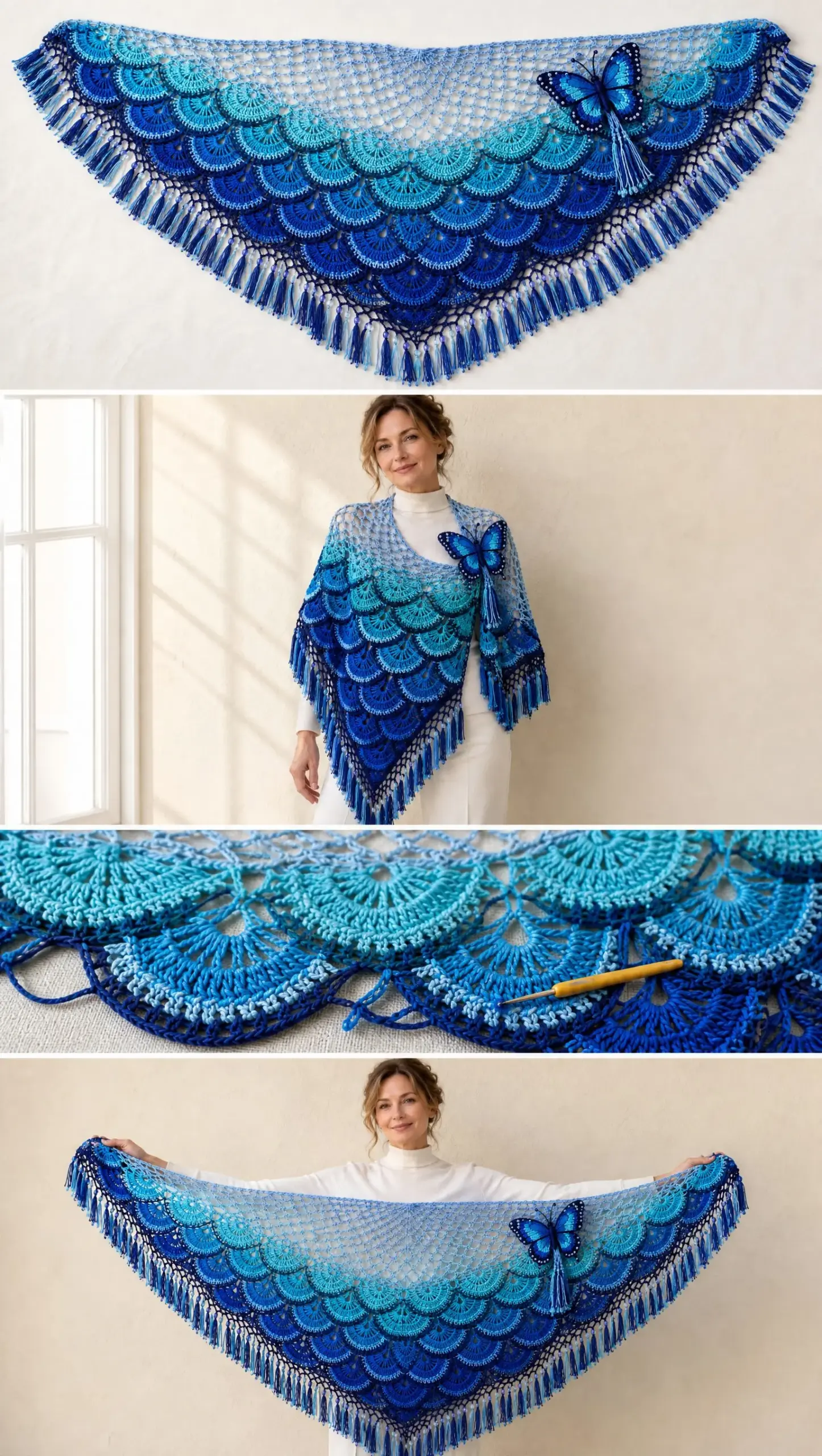 Blue Morpho Butterfly Shawl Crochet Pattern