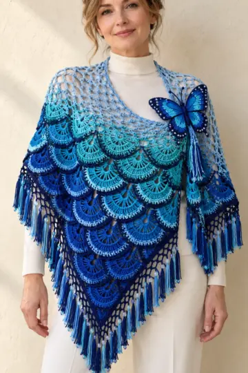 Blue Morpho Butterfly Shawl Crochet Pattern