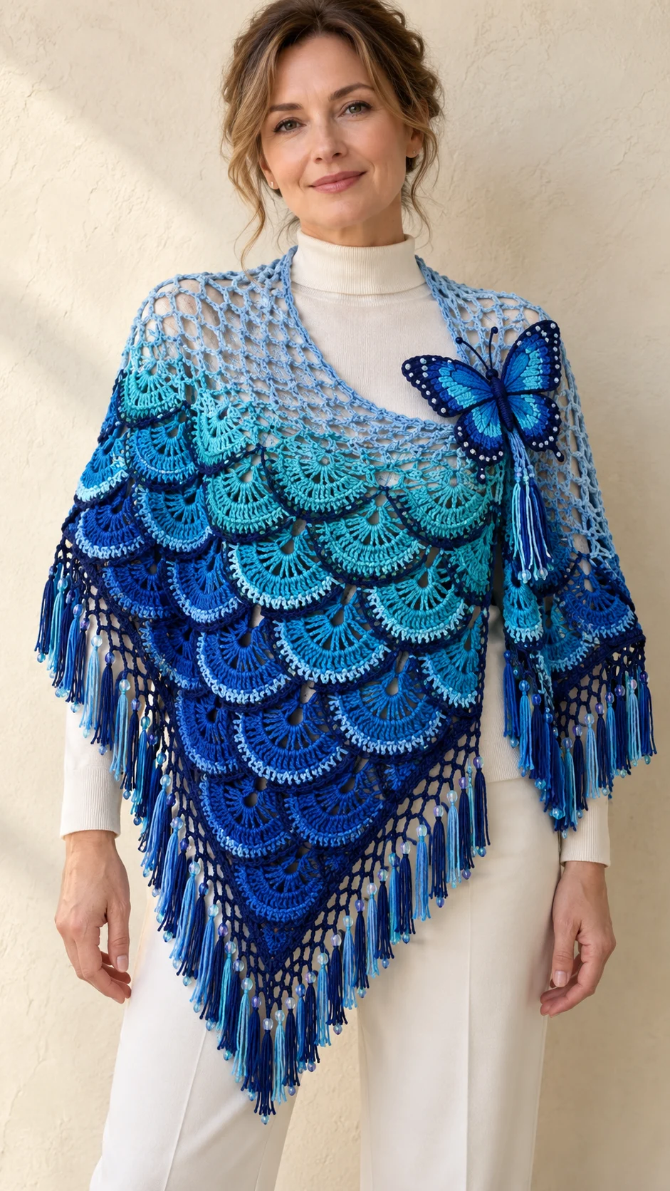 Blue Morpho Butterfly Shawl Crochet Pattern