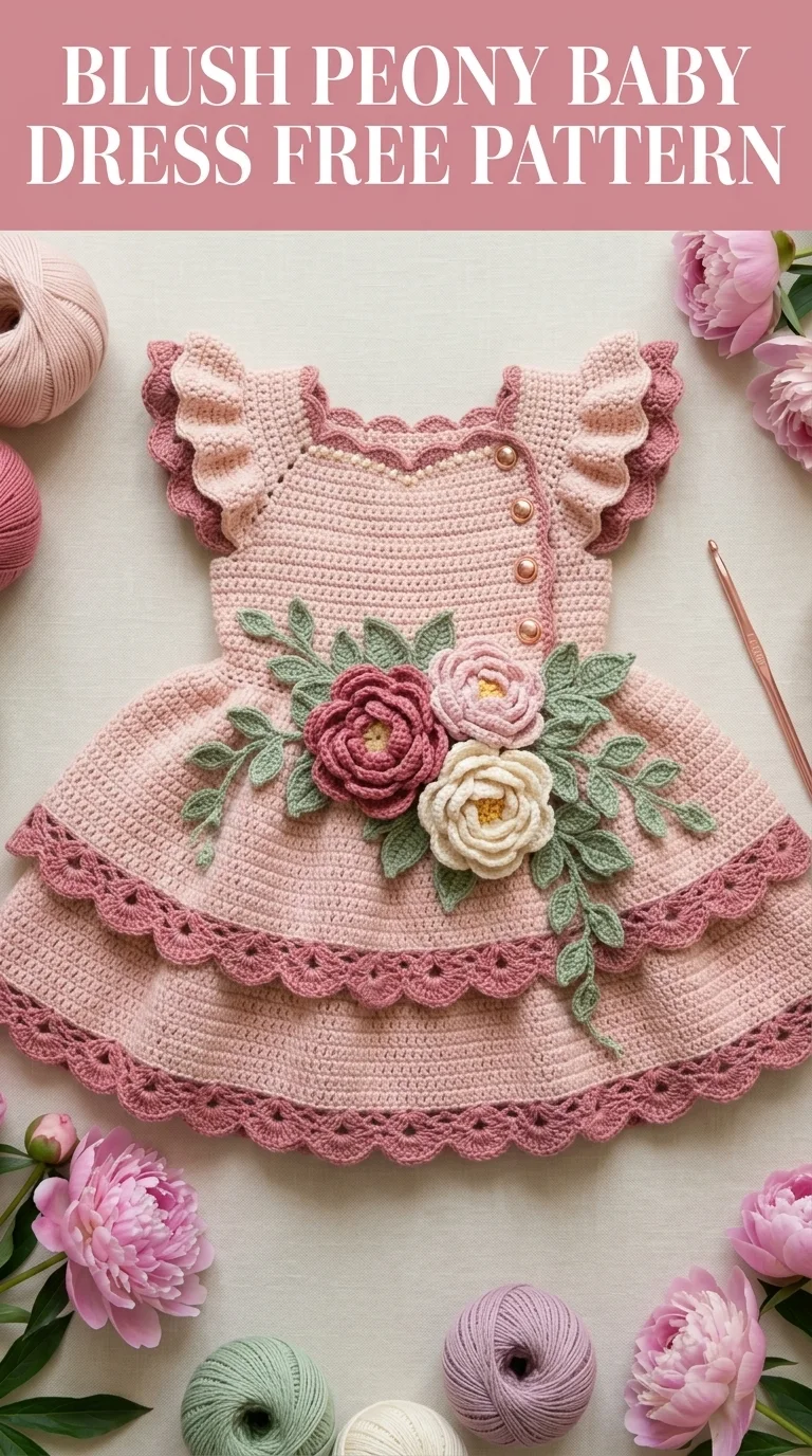 Blush Peony Baby Dress Free Crochet Pattern