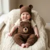 Brown Teddy Bear Baby Romper Free Crochet Pattern