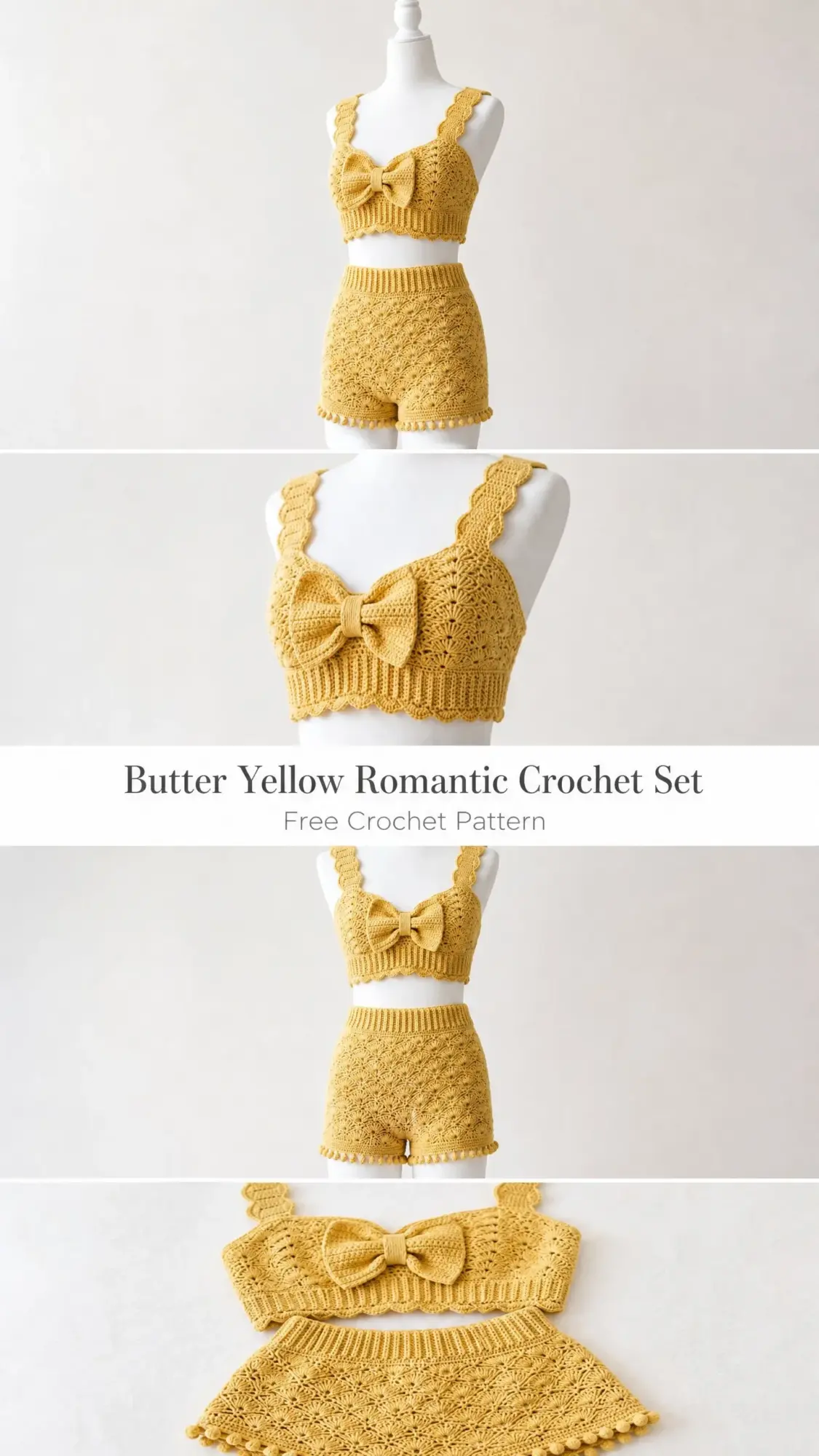 Butter Yellow Romantic Crochet Set Free Crochet Pattern