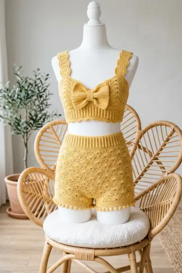 Butter Yellow Romantic Crochet Set Free Crochet Pattern
