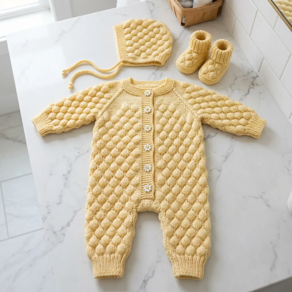 Buttercream Yellow Baby Knit Suit Free Crochet Pattern