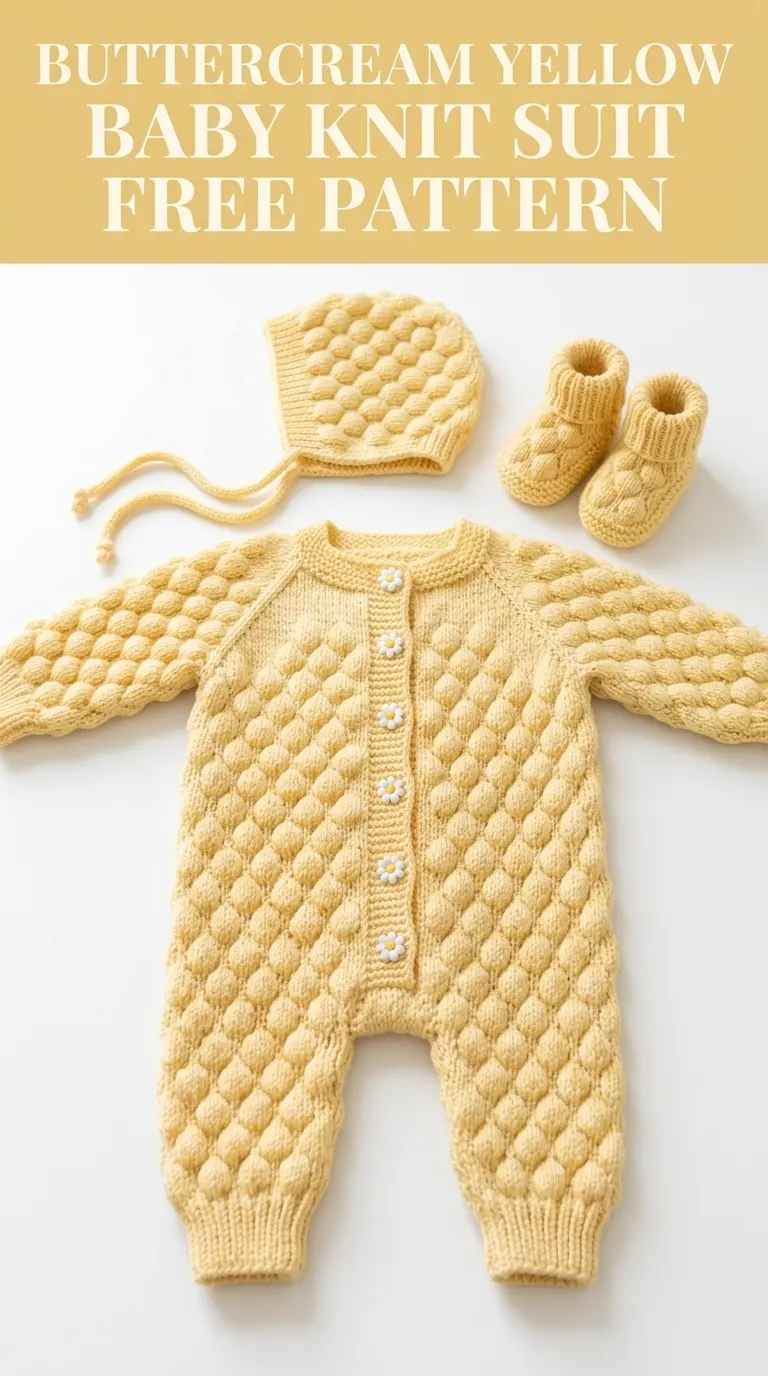 Buttercream Yellow Baby Knit Suit Free Crochet Pattern