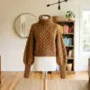 Caramel Brown Cable Crop Top Free Crochet Pattern