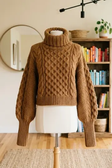 Caramel Brown Cable Crop Top Free Crochet Pattern