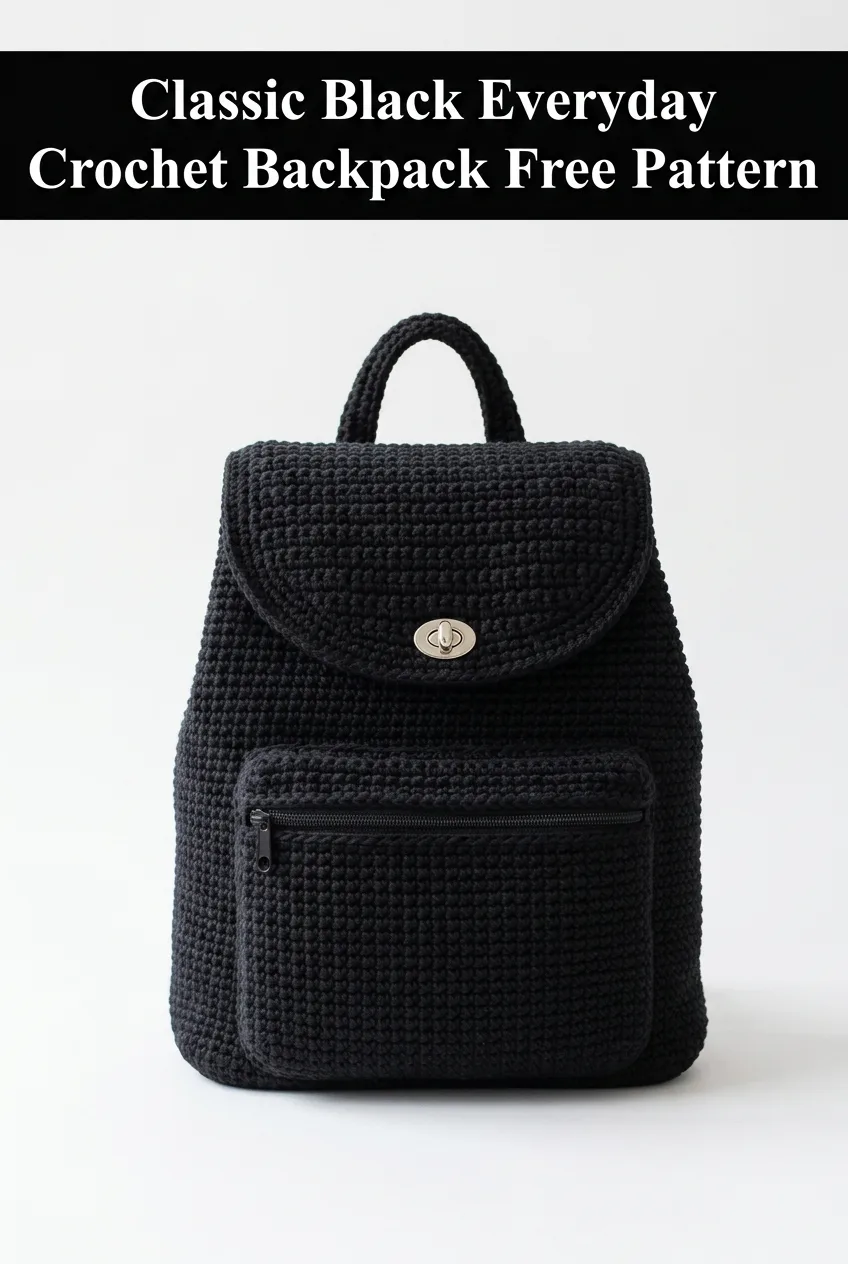 Classic Black Everyday Crochet Backpack Free Pattern