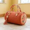 Coral Peony Barrel Handbag Free Crochet Pattern