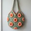 Coral Peony Granny Square Bag Free Crochet Pattern