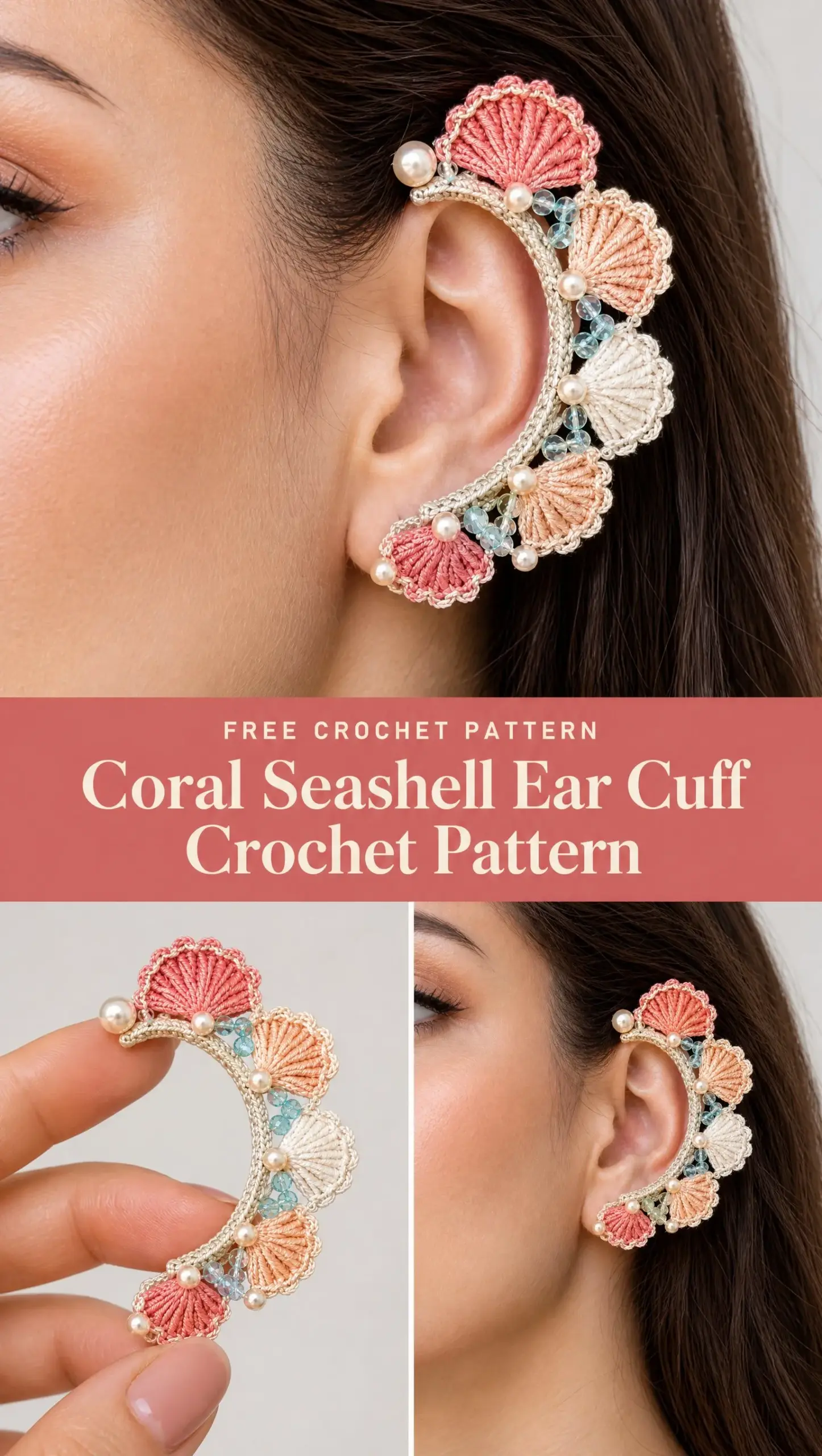 Coral Seashell Ear Cuff Crochet Pattern