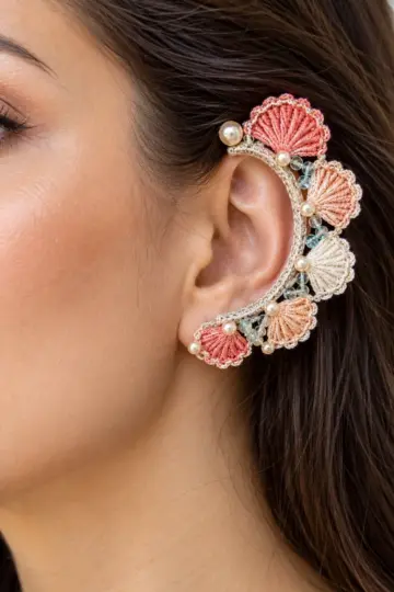 Coral Seashell Ear Cuff Crochet Pattern