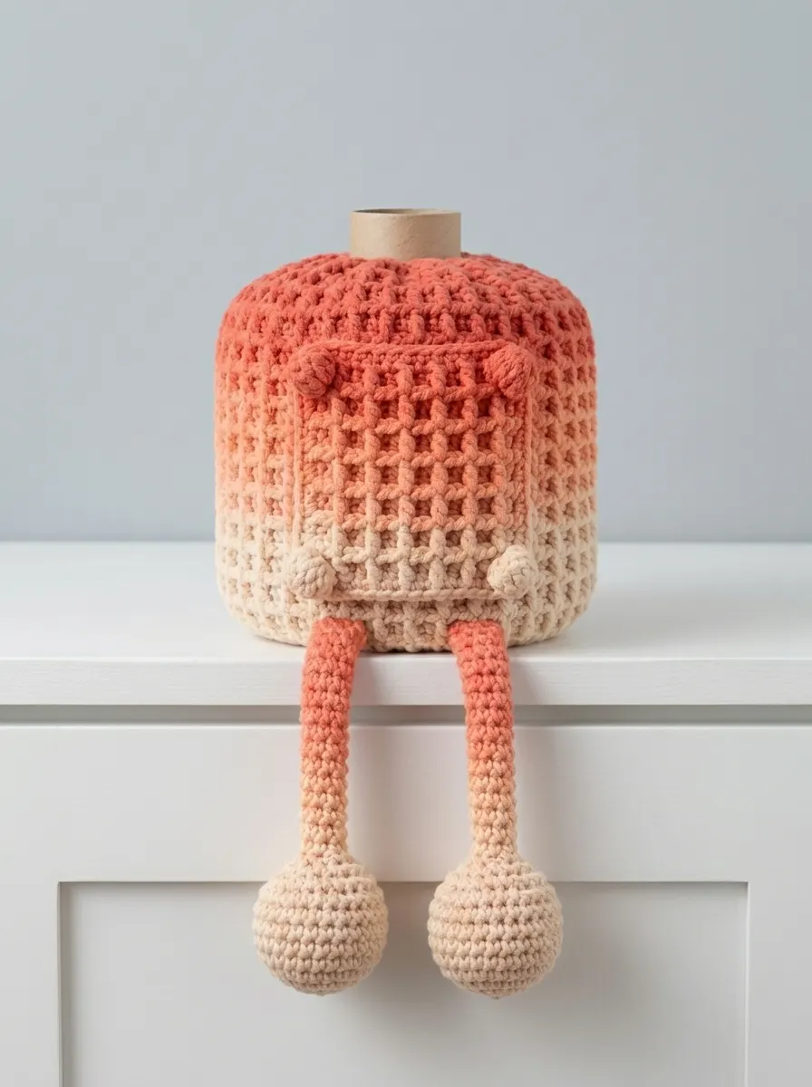 Coral Sunset Ombre Toilet Paper Cozy Free Crochet Pattern