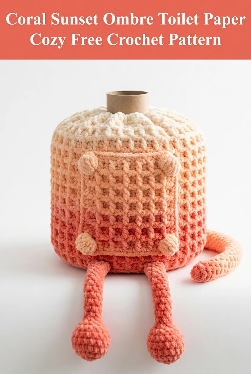 Coral Sunset Ombre Toilet Paper Cozy Free Crochet Pattern