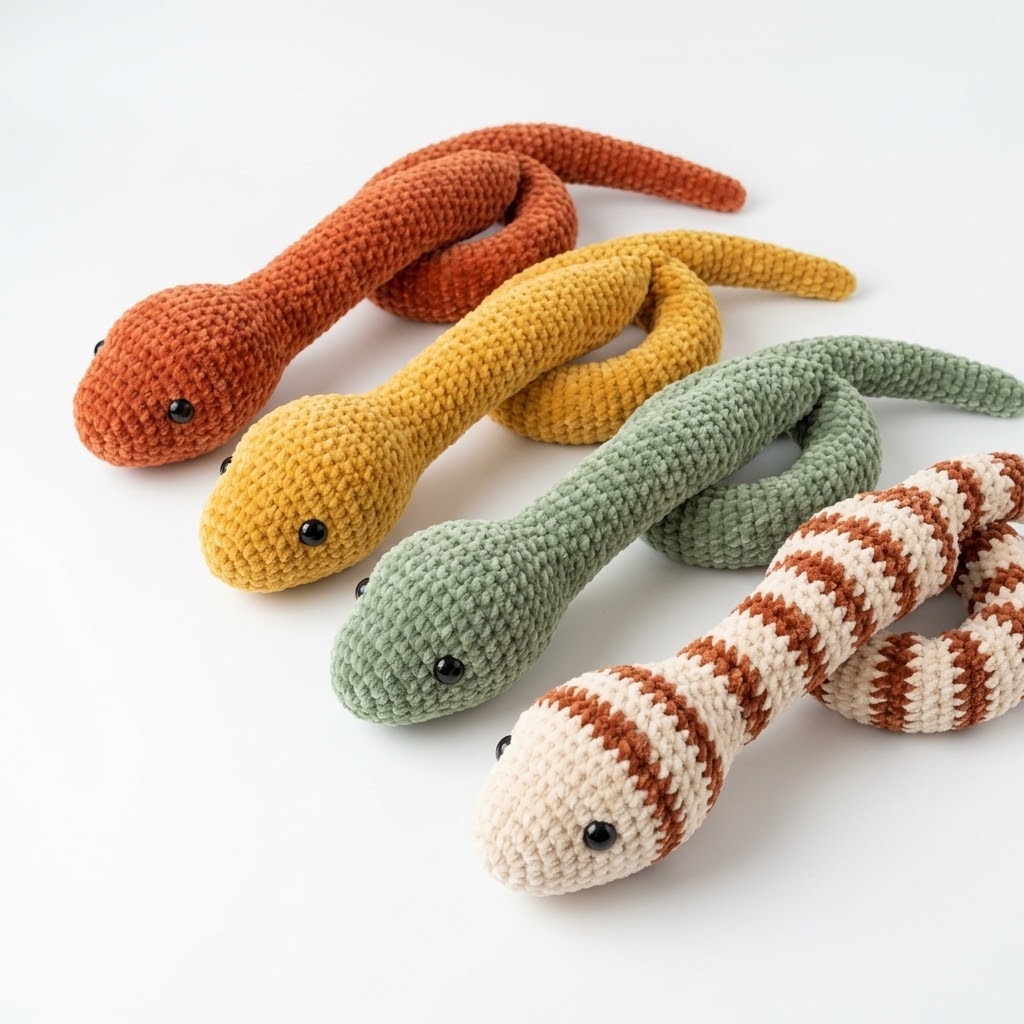 Cozy Earth Tone Snake Plush Free Crochet Pattern