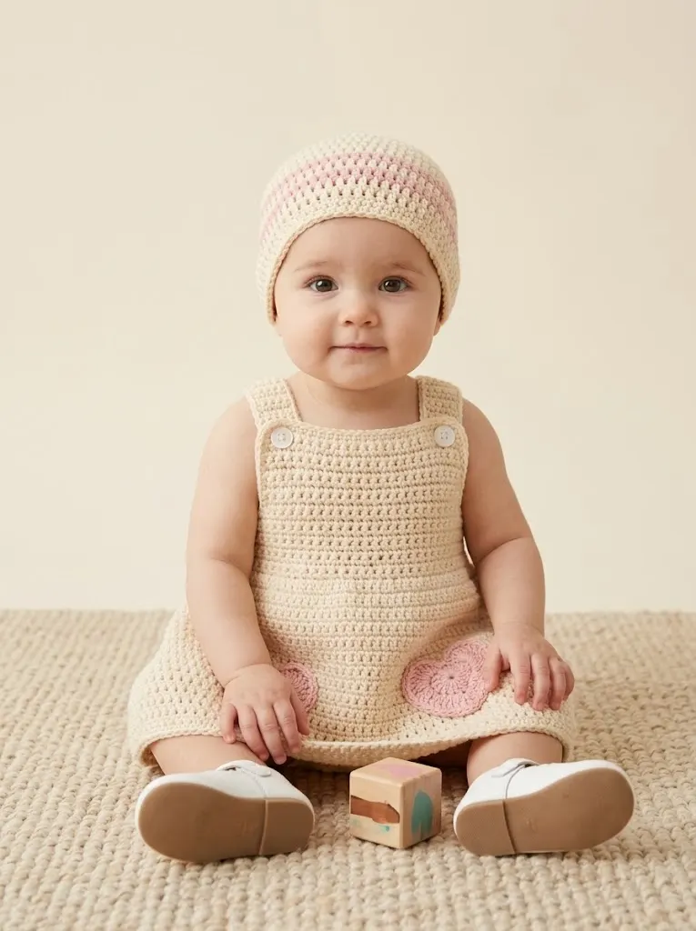Creamy Vanilla Baby Crochet Pinafore Free Pattern
