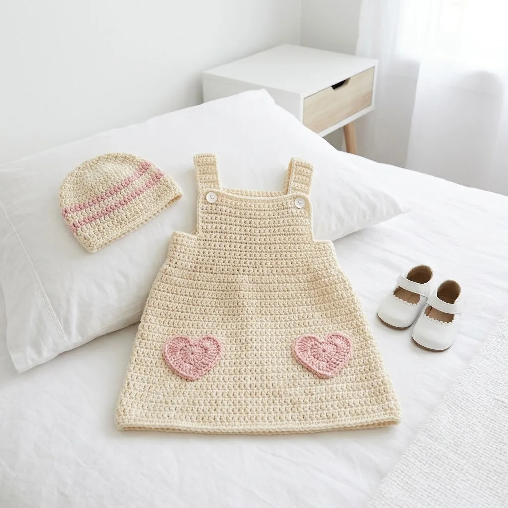 Creamy Vanilla Baby Crochet Pinafore Free Pattern